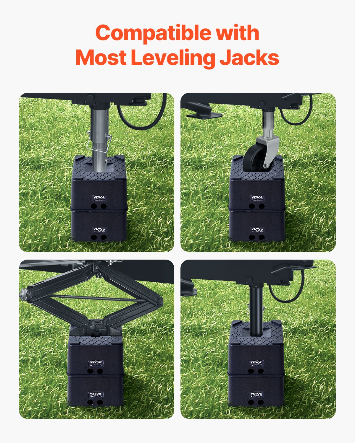 Trailer Jack Blocks, 6" High Heavy Duty RV Leveling Blocks, Each with 6000 lbs Capacity, as RV Jack Stand, Stool, Camper Accessories, for Travel Trailers, 5th Wheels Class A/C Motorhomes, 2 Pcs
