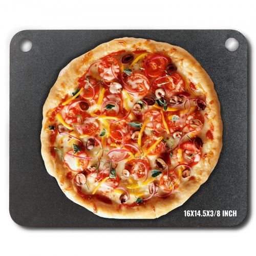 Pizza Steel, 40.6 x 36.8 x 1 cm Pizza Steel Plate for Oven, Pre-Seasoned Carbon Steel Pizza Baking Stone with 20X Higher Conductivity, Heavy Duty Pizza Pan for Outdoor Grill, Indoor Oven