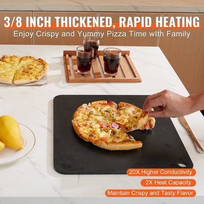 Pizza Steel, 40.6 x 36.8 x 1 cm Pizza Steel Plate for Oven, Pre-Seasoned Carbon Steel Pizza Baking Stone with 20X Higher Conductivity, Heavy Duty Pizza Pan for Outdoor Grill, Indoor Oven