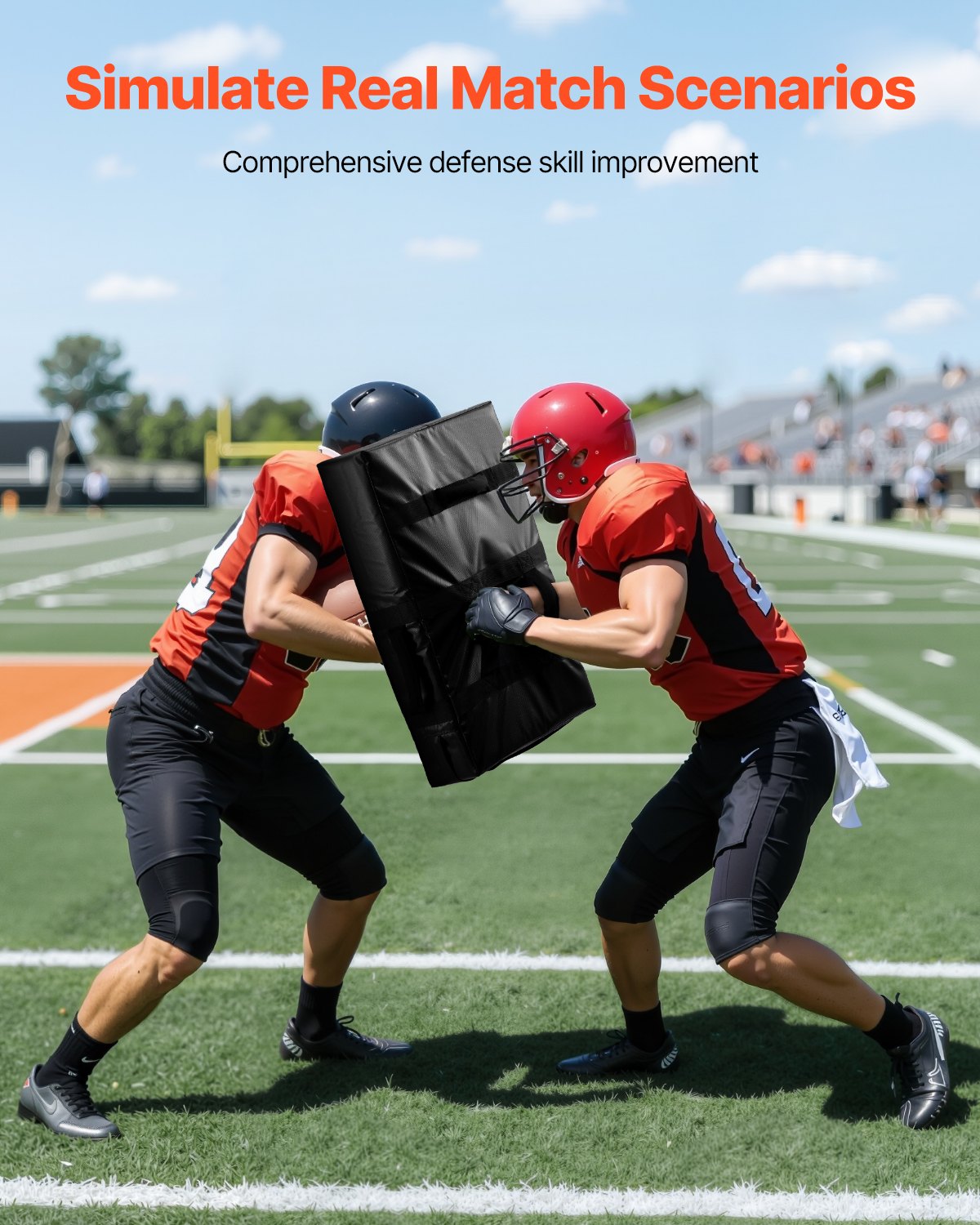 Football Blocking Dummy, 24x16 in Blocking Pads, Kick Shield Pad with Handles, High-Density Sponge Tackle Dummies, Heavy Duty Training Equipment for Basketball Hockey Lacrosse, Black, 1PCS