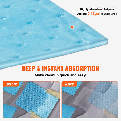 Spill Absorbent Pads, Water Absorbing Mat Pad in Dispenser Box, 22.7L Capacity, 380 x 480 mm Polypropylene Absorbent Pad for Water, 30 pcs per Box