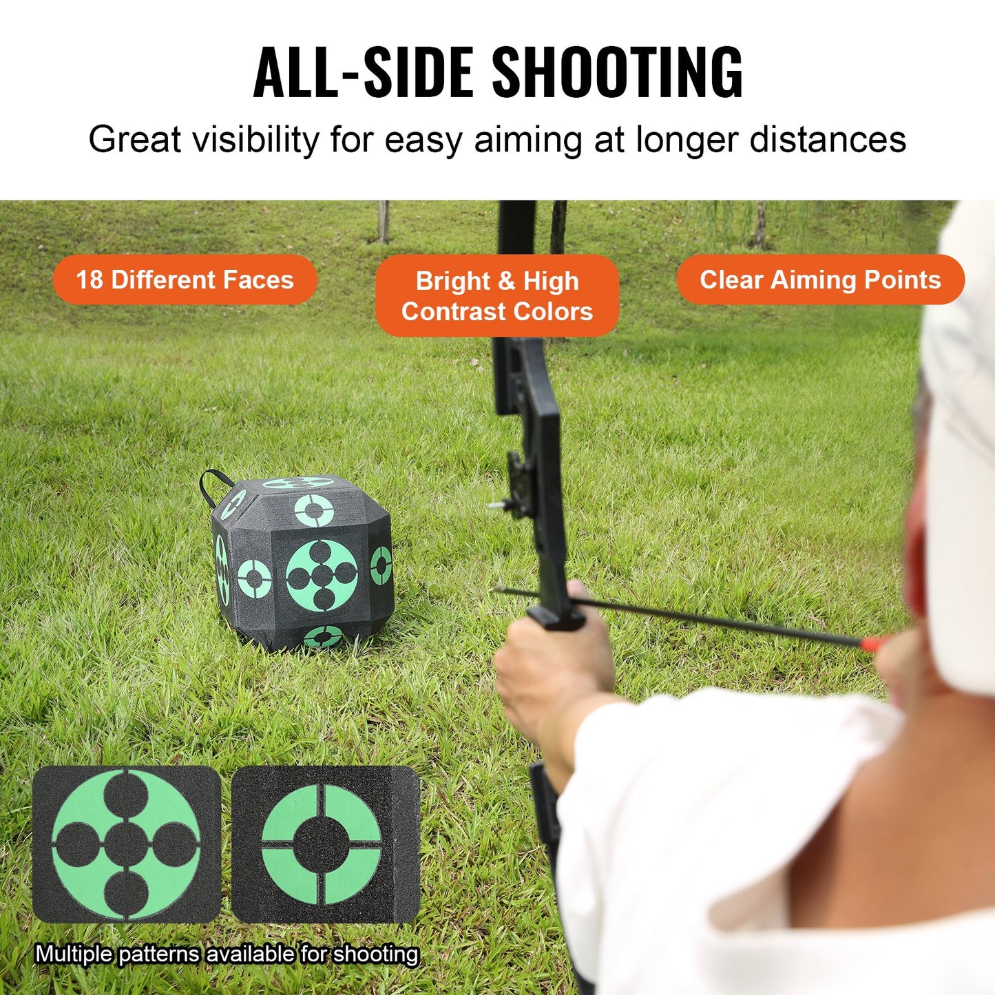 Archery Target, 15"x15" All-side Shotting Archery Arrow Target, Outdoor Portable Archery Target with Carry Handle, Easy Arrow Removal, Great Visibility, Lightweight, Easy to Transport, Black