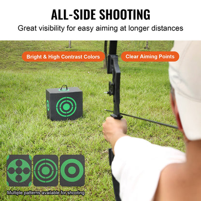 Archery Target, 16"x18" All-side Shotting Archery Arrow Target, Outdoor Portable Archery Target with Carry Handle, Easy Arrow Removal, Great Visibility, Lightweight, Easy to Transport, Black