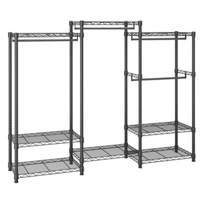 Heavy Duty Clothes Rack, Rolling Clothing Garment Rack with 4 Hang Rods & 8 Storage Tiers, Adjustable Custom Closet Rack, Freestanding Wardrobe for Hanging Clothes, 362.9kg Load Capacity