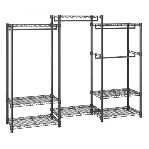 Heavy Duty Clothes Rack, Rolling Clothing Garment Rack with 4 Hang Rods & 8 Storage Tiers, Adjustable Custom Closet Rack, Freestanding Wardrobe for Hanging Clothes, 362.9kg Load Capacity