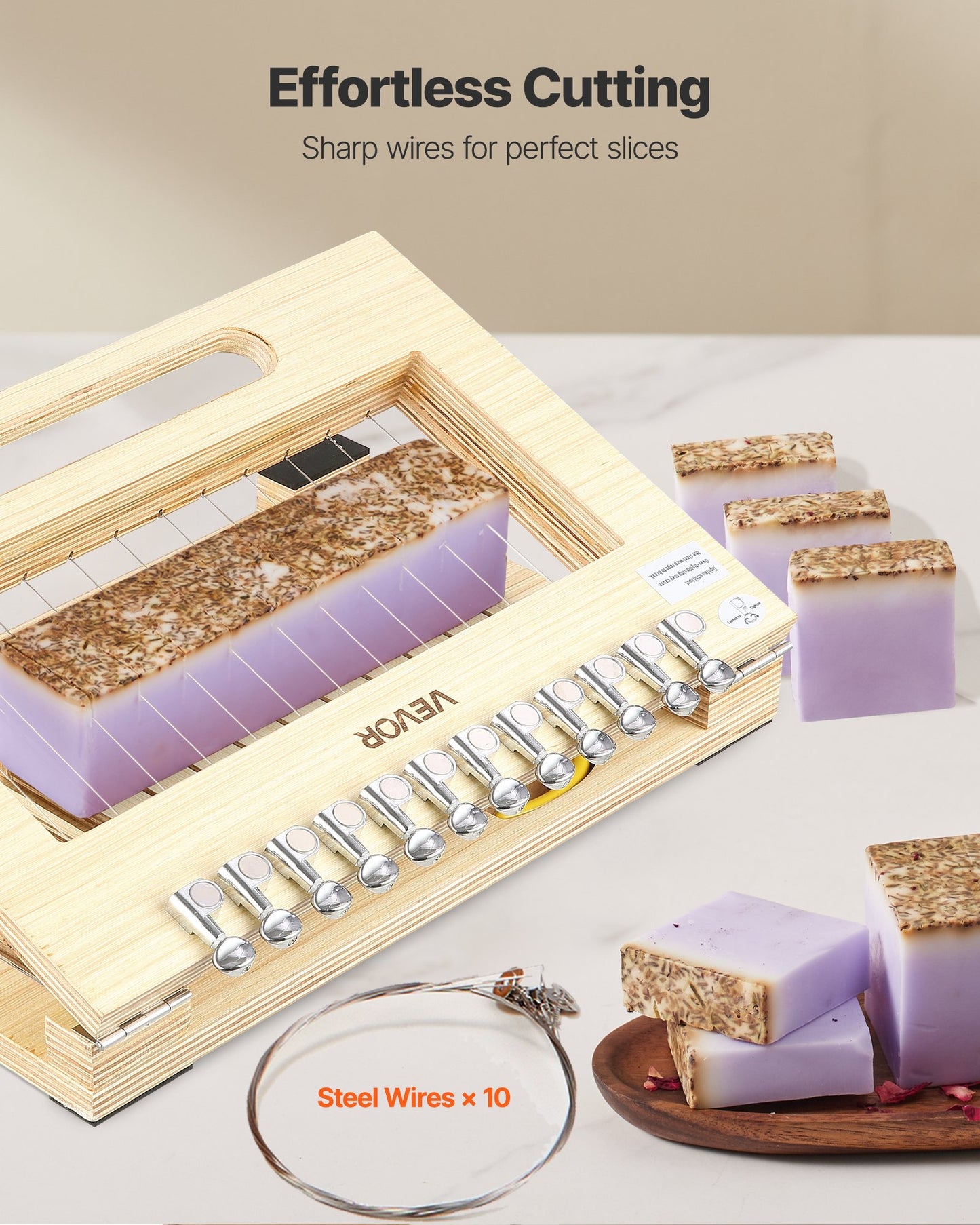 Soap Cutter, Cut 1-12 Bars, Precisely and Accurately Cut 1 Inch Bars, Wood Frame With Steel Wire, with Extra Wires, Multi Handmade Soap Wire Cutter for Candles, DIY Making Cutting Tool