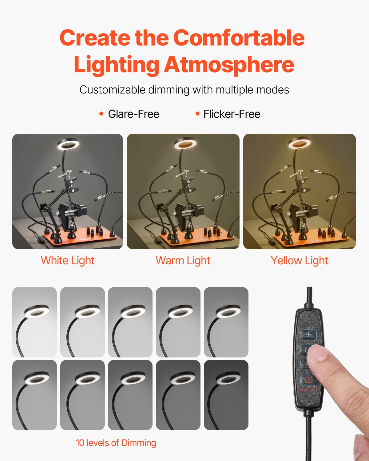 Magnetisk lödstation med hjälpande händer, 4-armars tredjehandsverktyg, med skruvstäd, 3X LED-förstoringslampa, hållare för 4 kretskort och 360 varmluftspistolhållare, lödhjälp för elektronikreparation, hantverk, hobby, gör-det-själv