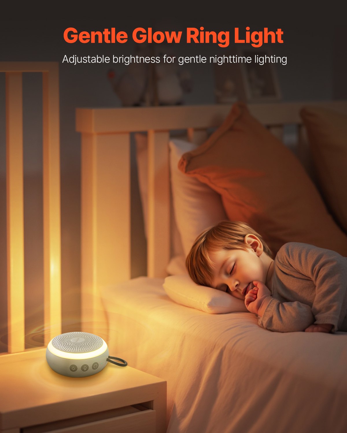 Sound Machine, 20 Soothing Sleep Sounds, 4-in-1 Hangable White Noise Sound Machine with Auto-Off Timer, Soft Ring Light, Memory Function and Child Lock, for Baby, Adults, Home, Office & Travel