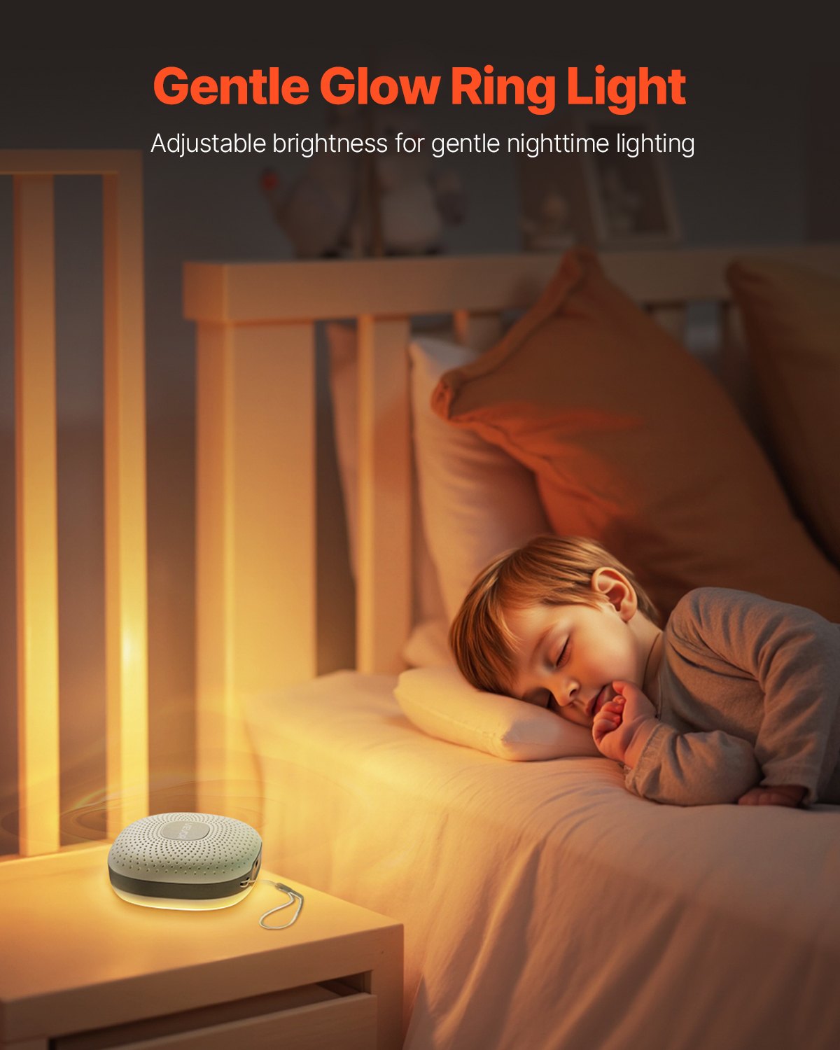 Sound Machine, 21 Soothing Sleep Sounds, 3-in-1 Portable and Hangable White Noise Sound Machine with Auto-Off Timer, Soft Ring Light and Memory Function, for Baby, Adults, Home, Office & Travel