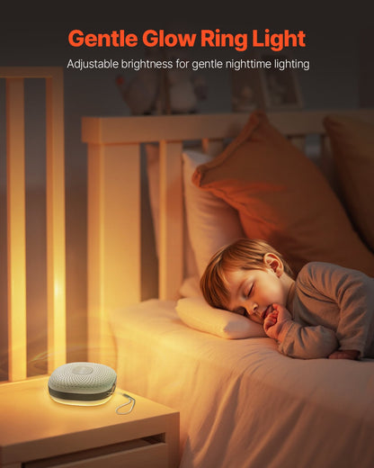 Sound Machine, 21 Soothing Sleep Sounds, 3-in-1 Portable and Hangable White Noise Sound Machine with Auto-Off Timer, Soft Ring Light and Memory Function, for Baby, Adults, Home, Office & Travel