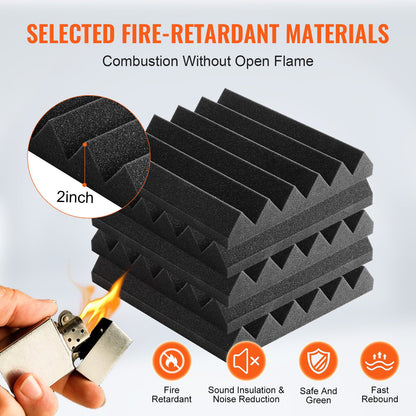 Acoustic Foam Panels, 36 Pack 12 x 12 x 2 inches, High Density Soundproof Wall Panels,Fire-Resistant Acoustic Panels,Sound Dampening Absorbing Panels for Studio Wall and Ceiling,Black