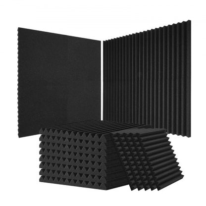 Acoustic Foam Panels, 52 Pack 12 x 12 x 1 inches, High Density Soundproof Wall Panels,Fire-Resistant Acoustic Panels,Sound Dampening Absorbing Panels for Studio Wall and Ceiling,Black