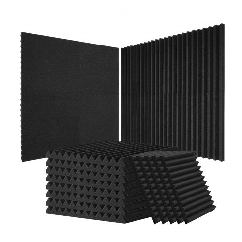 Acoustic Foam Panels, 52 Pack 12 x 12 x 1 inches, High Density Soundproof Wall Panels,Fire-Resistant Acoustic Panels,Sound Dampening Absorbing Panels for Studio Wall and Ceiling,Black