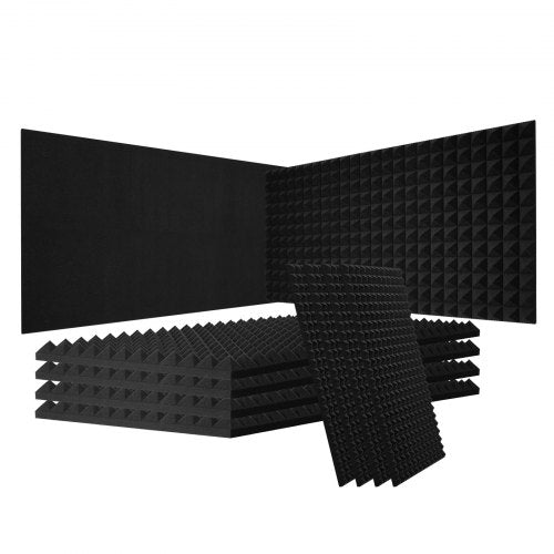 Acoustic Foam Panels, 4 Pack 48 x 24 x 2 inches, Pyramid Designed Soundproof Wall Panels,Fire-Resistant Acoustic Panels,Sound Dampening Absorbing Panels for Studio Wall and Ceiling,Black