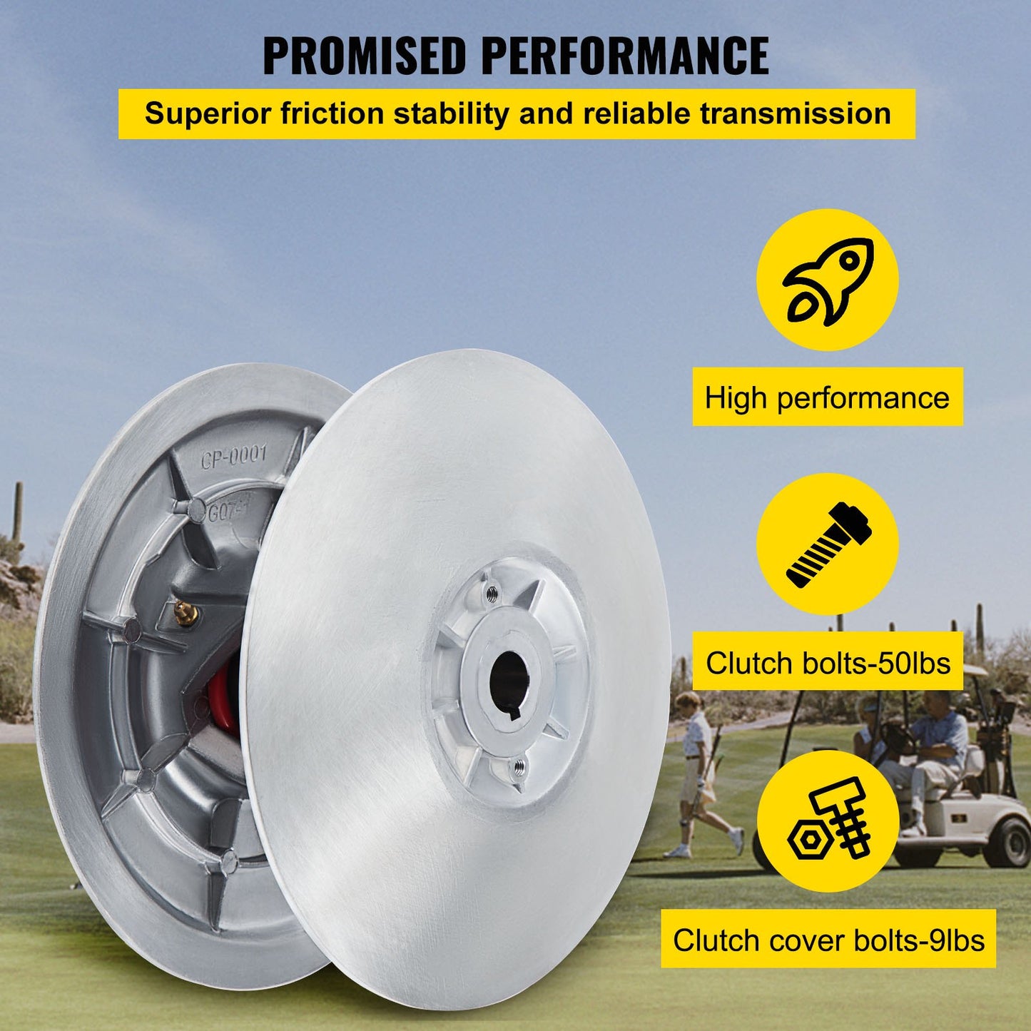 Golf Cart Secondary Driven Power Clutch Kit Metal Surface Drive Clutch 1985-2007 Driven Clutch Kit Compatible with Yamaha Low End G2-G28 Golf Cart (with Spring)