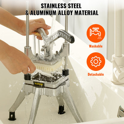 Commercial Vegetable Fruit Chopper 0.64 cm Blade Heavy Duty Professional Food Dicer Kattex French Fry Cutter Onion Slicer Stainless Steel for Tomato Peppers Potato Mushroom