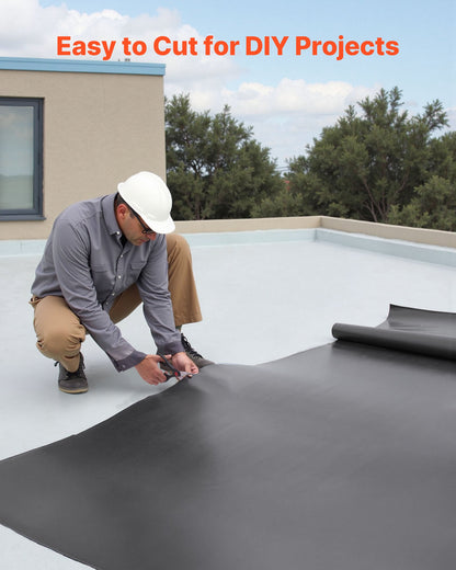 Roll Roofing, 15 x 15 ft, 45 mil EPDM Rubber Roofing, Long Lifespan & Weather-resistant, Withstands Harsh Temperatures, Flexible & Easy Installation, Roof Underlayment for RVs, Roofs, Ponds