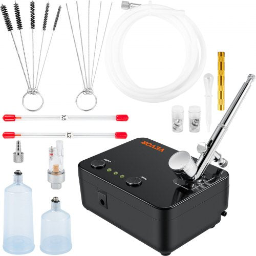 Airbrush Kit, Portable Airbrush Set with Compressor, Airbrushing System Kit with Multi-purpose Dual-action Gravity Feed Airbrushes, Art Nail Cookie Tattoo Makeup Cake Decorating Spray Model Craf
