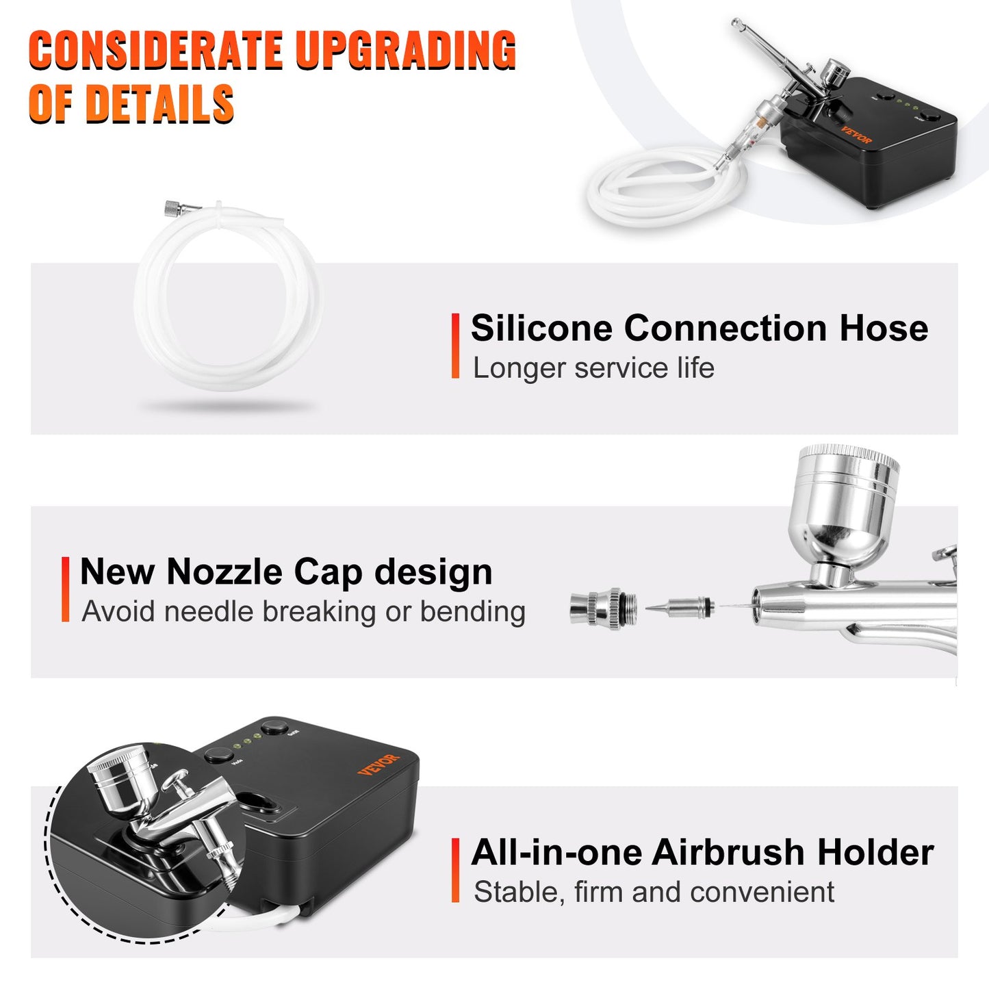 Airbrush Kit, Portable Airbrush Set with Compressor, Airbrushing System Kit with Multi-purpose Dual-action Gravity Feed Airbrushes, Art Nail Cookie Tattoo Makeup Cake Decorating Spray Model Craf