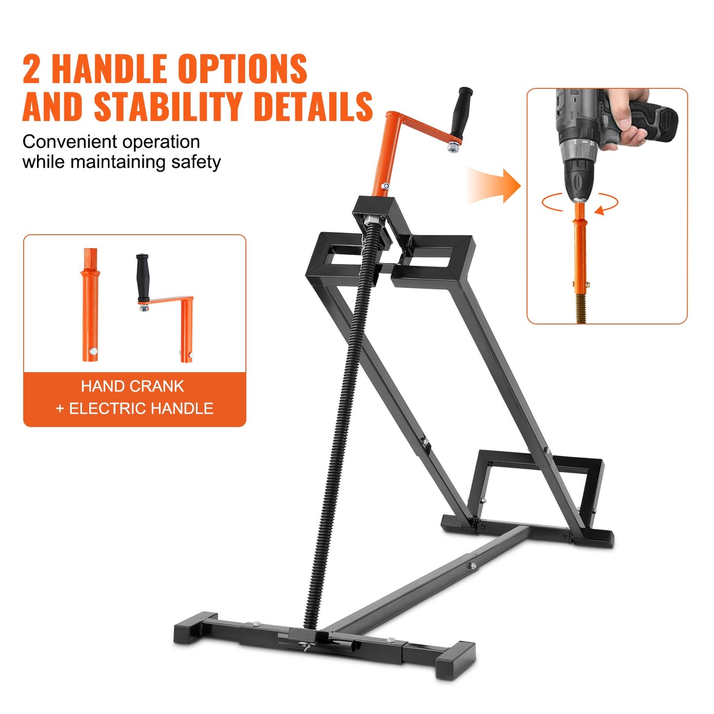 Ride on Lawn Mower Lift Jack, 880 Lbs Weight Capacity, Telescopic Maintenance Jack with Crank Handle & Power Tool Handle, Foldable Lawn Tractor Lifter for Lawn Mowers and Garden Tractors, Black