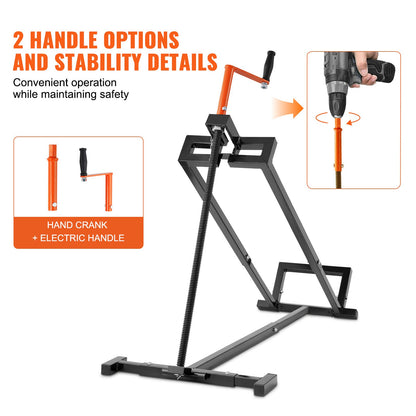 Ride on Lawn Mower Lift Jack, 880 Lbs Weight Capacity, Telescopic Maintenance Jack with Crank Handle & Power Tool Handle, Foldable Lawn Tractor Lifter for Lawn Mowers and Garden Tractors, Black