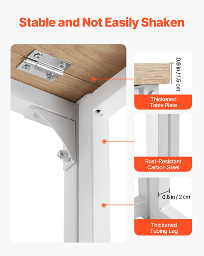 Hopfällbart skrivbord, 80 cm litet hopfällbart bord för små utrymmen, platsbesparande datorbord, robust spånskiva med förvaringskrokar, skrivstation för hemmakontor, enkel montering, ek