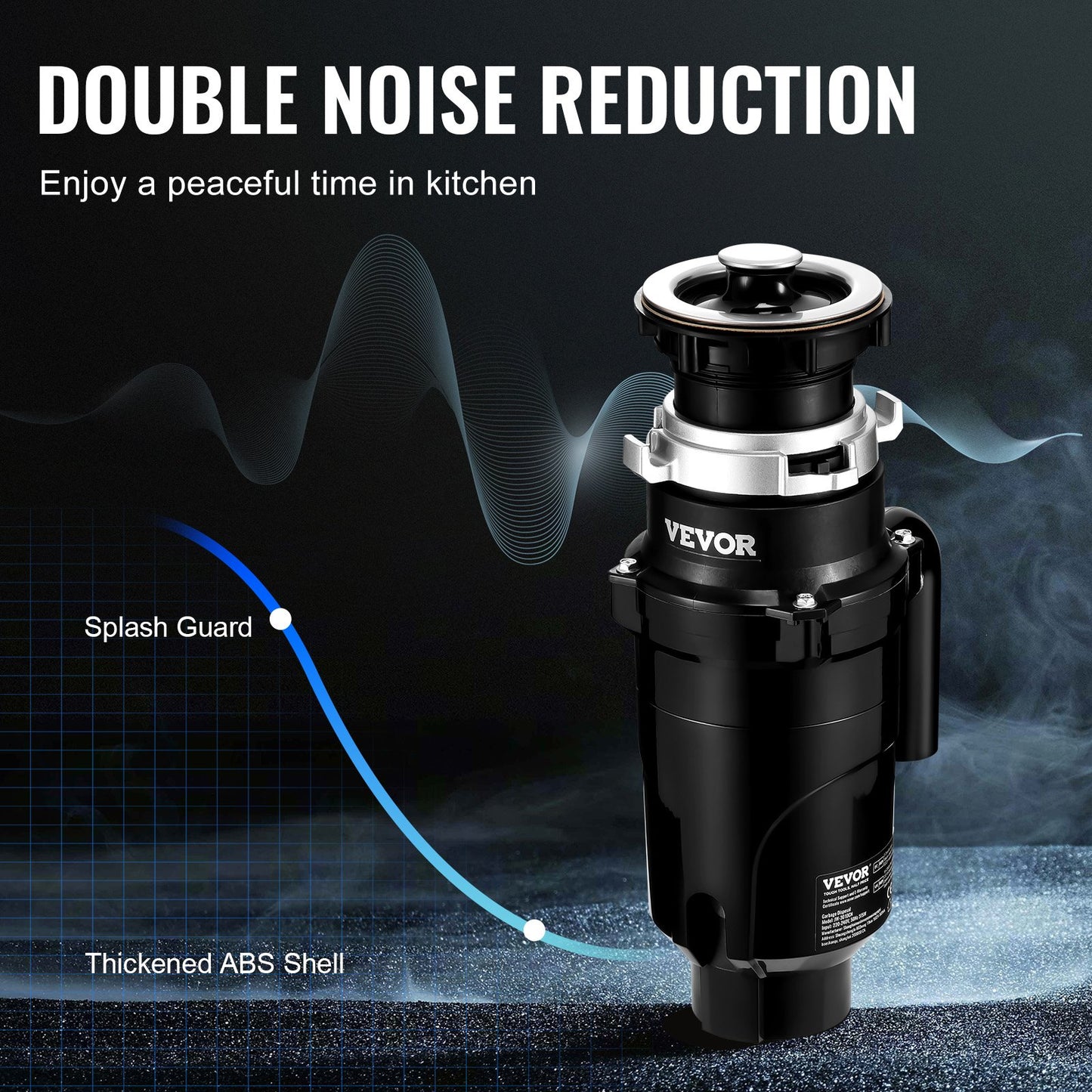 Garbage Disposal 1/2 HP Continuous Food Waste Disposer 3820 RPM EZ Connect