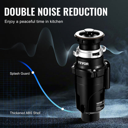 Garbage Disposal 1/2 HP Continuous Food Waste Disposer 3820 RPM EZ Connect