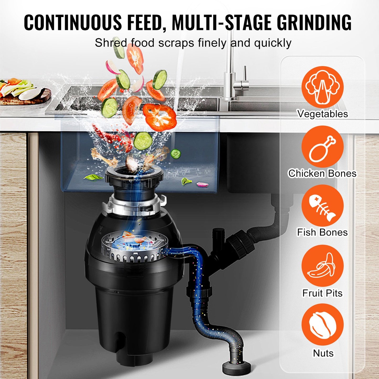 Avfallskvarn 1 hk kontinuerlig matavfallskvarn 3960 varv/min EZ Connect