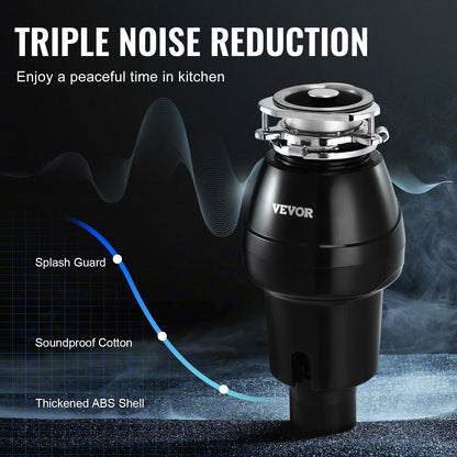 Garbage Disposal 3/4 HP Continuous Food Waste Disposer 3600 RPM 3-Bolt