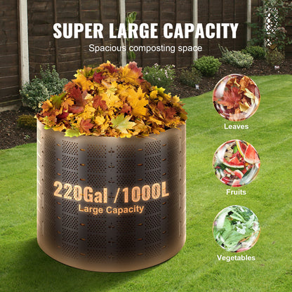 Compost Bin 832.8 L, Outdoor Expandable Composter, Easy to Setup & Large Capacity Composting Bin, Fast Creation of Fertile Soil
