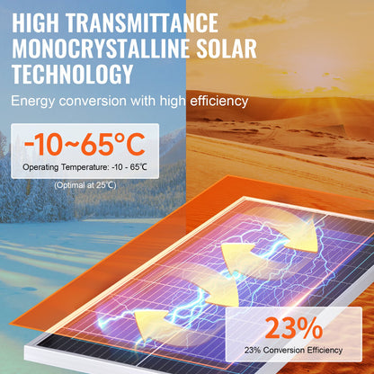 100W monokristallin solpanelssats, 12V monokristallin solpanel + laddningsregulator, 23% högeffektiv monokristallin PV-modul, IP68 vattentät för husbil, båtar, camping, off-grid-system