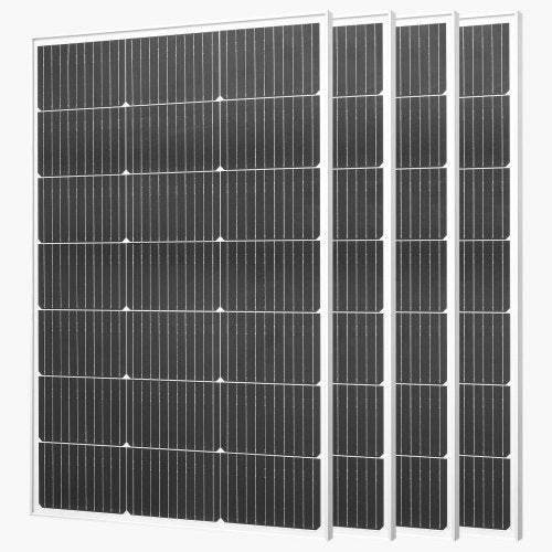 4PCS 100W Monocrystalline Solar Panels, 23% High-Efficiency Mono PV Module with Stable MC4 Output & Aluminum Frame, IP65 Waterproof Solar Panel for Car Boat RV Flat Rooftop Off-Grid Applications