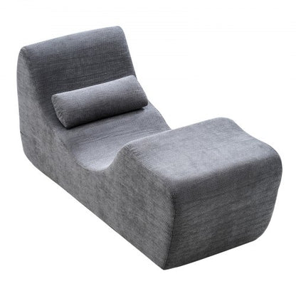 Yogastol Schäslong, Ergonomisk Schäslongfåtölj för yoga, Modern benfri böjd skumlounge inomhus för massage, stretching, avslappning, träning, Används i vardagsrum, sovrum, balkong, grå