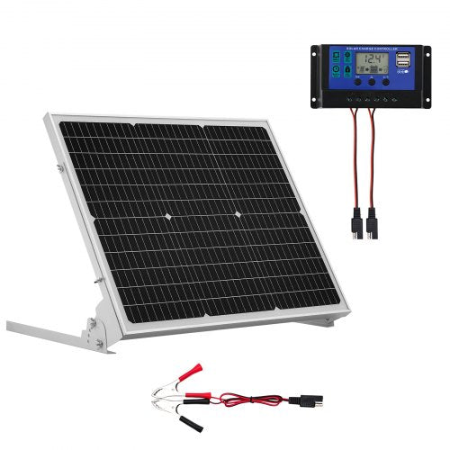 50W 12V solcellsbatteri underhållsladdare, mono solpanel batteriladdare med uppgraderad MPPT-kontroller och justerbart monteringsfäste, IP65 vattentät för bil båt husvagn hustak