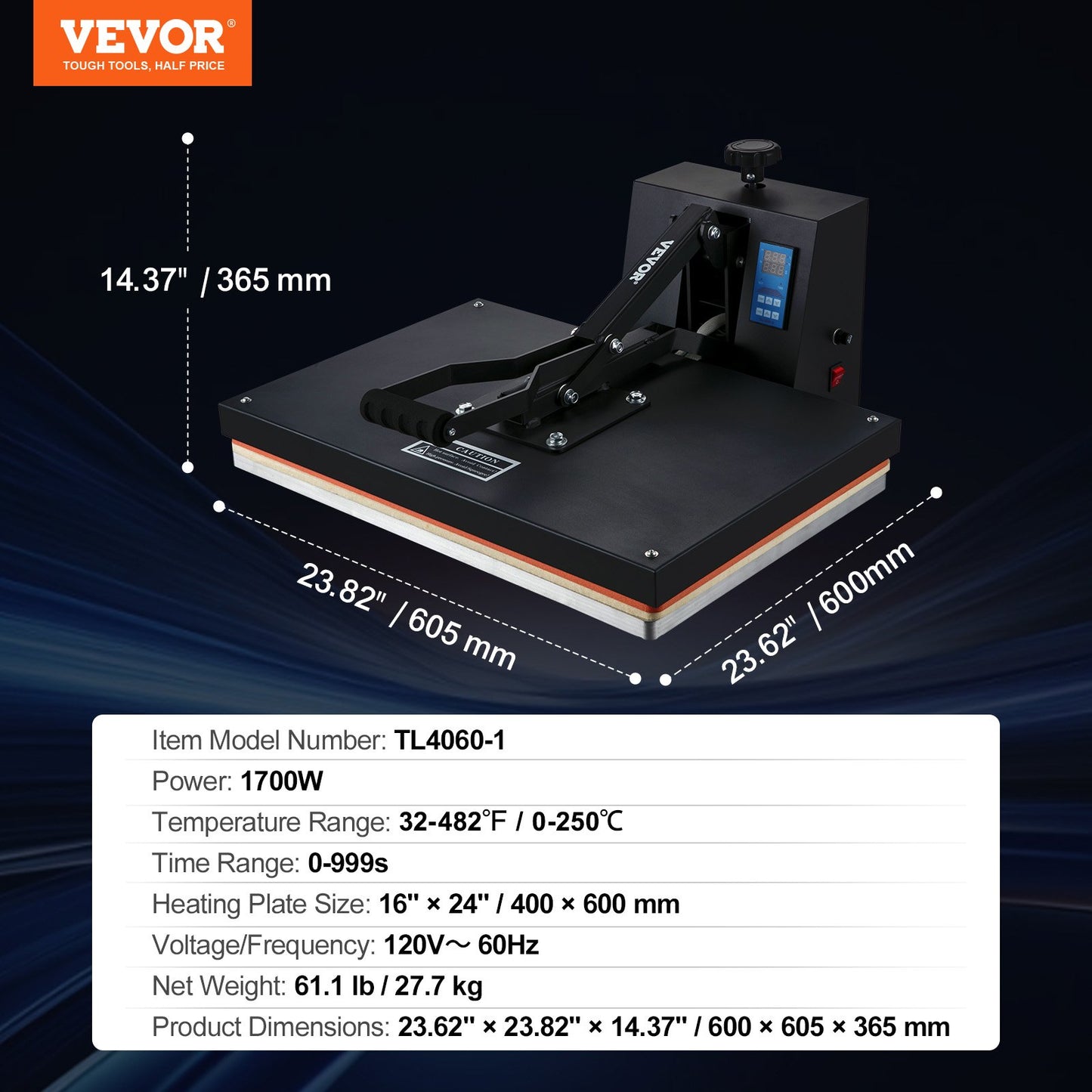 Heat Press Machine 16 x 24 in/40.6 x 61 cm Sublimation Printer Transfer for DIY T-shirt