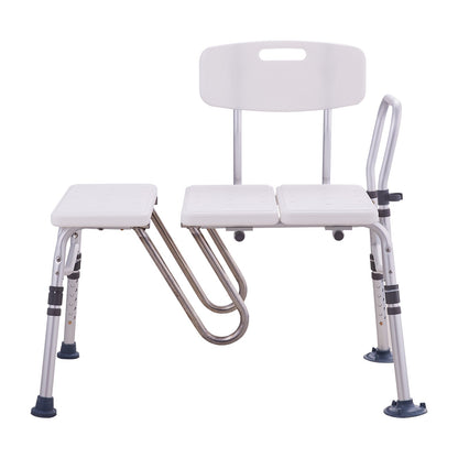 Tub Transfer Bench, Adjustable Bathtub Transfer Bench with U-Shaped Curtain Guard Protection & Reversible Backrest, Non-Slip Shower Seat Bath Bench for Elderly Disabled Injured, 400LBS Capacity