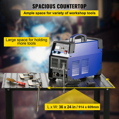 Welding Table 36" x 24", 800LBS Capacity Welding Workbench Table, Heavy-Duty Work Bench with 0.63" Fixture Holes and Non-slip Foot Pads for Welding Assembly Repair Works