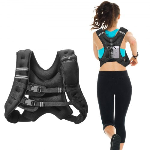 Weighted Vest, 20 lbs Weight Vest with Reflective Stripe, Adjustable Buckle Body Weight Vest for Men Women, Workout Equipment for Strength Training, Running, Jogging, Fitness, and Weight Loss