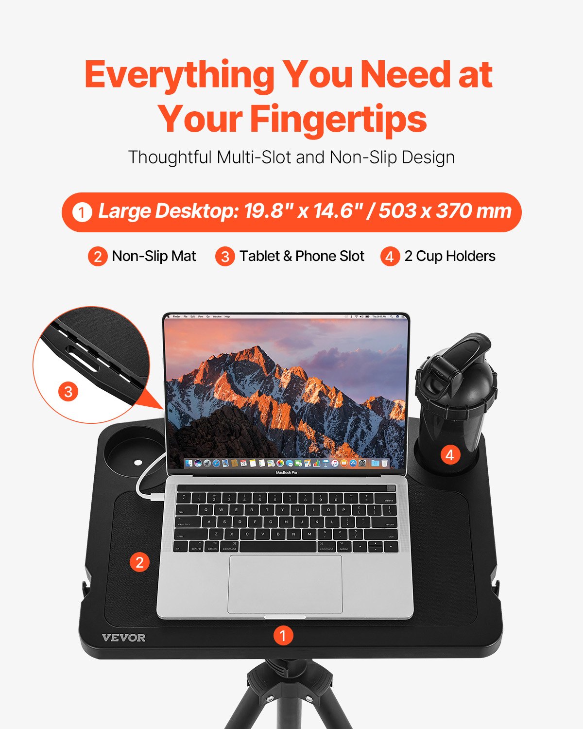 Cykelbord, stationärt hopfällbart justerbart cykeltränings- och löpbandsbord med triangelstöd, halkfritt cykelträningsbord med flera spår och handtag, lämplig för hemmakontorsträning