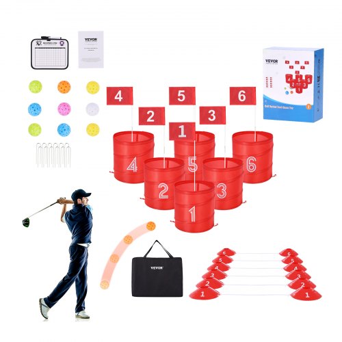 Golfspel för trädgården, golfbana med 6 hål, övningsspel för golf, chipping-spel för familjer, vuxna och barn, bärbart golfspel för utomhusbruk för gräsmatta, gård, camping, park, strand
