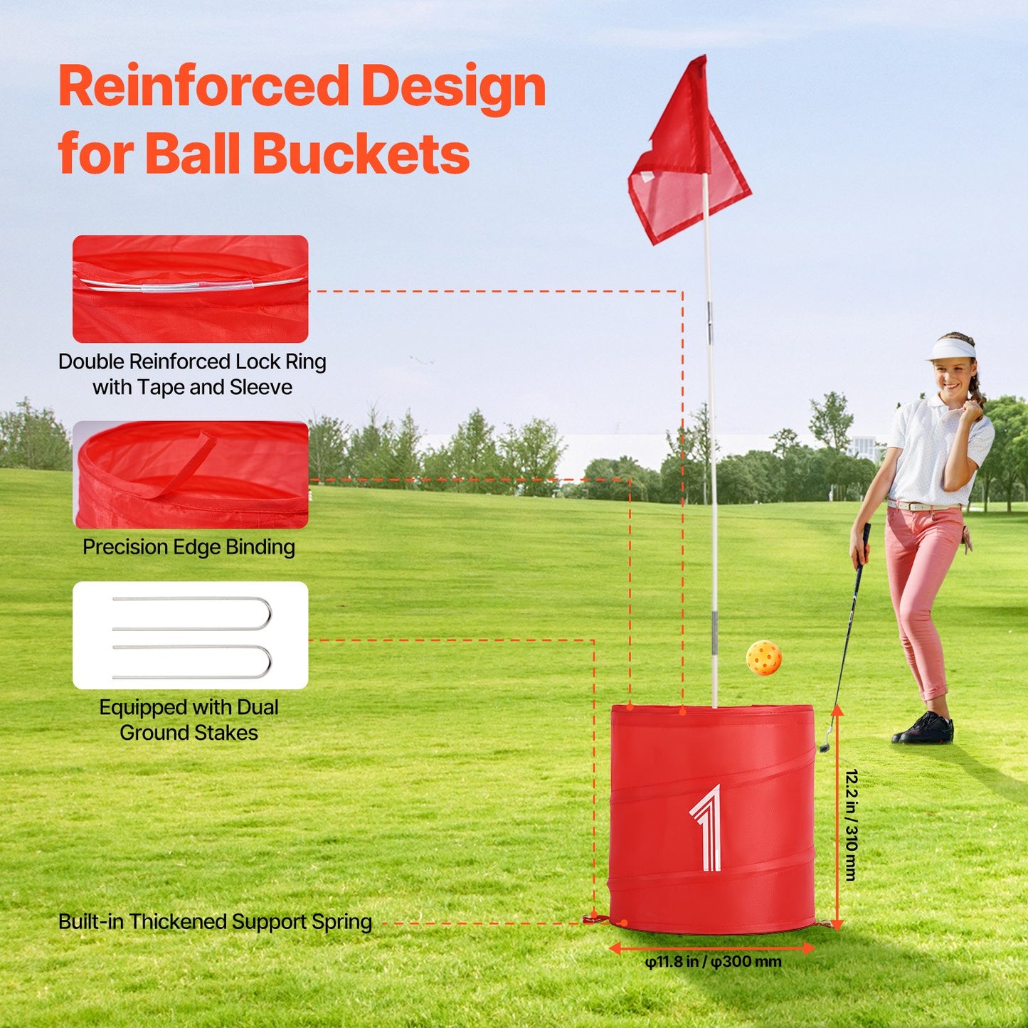 Golfspel för trädgården, golfbana med 6 hål, övningsspel för golf, chipping-spel för familjer, vuxna och barn, bärbart golfspel för utomhusbruk för gräsmatta, gård, camping, park, strand
