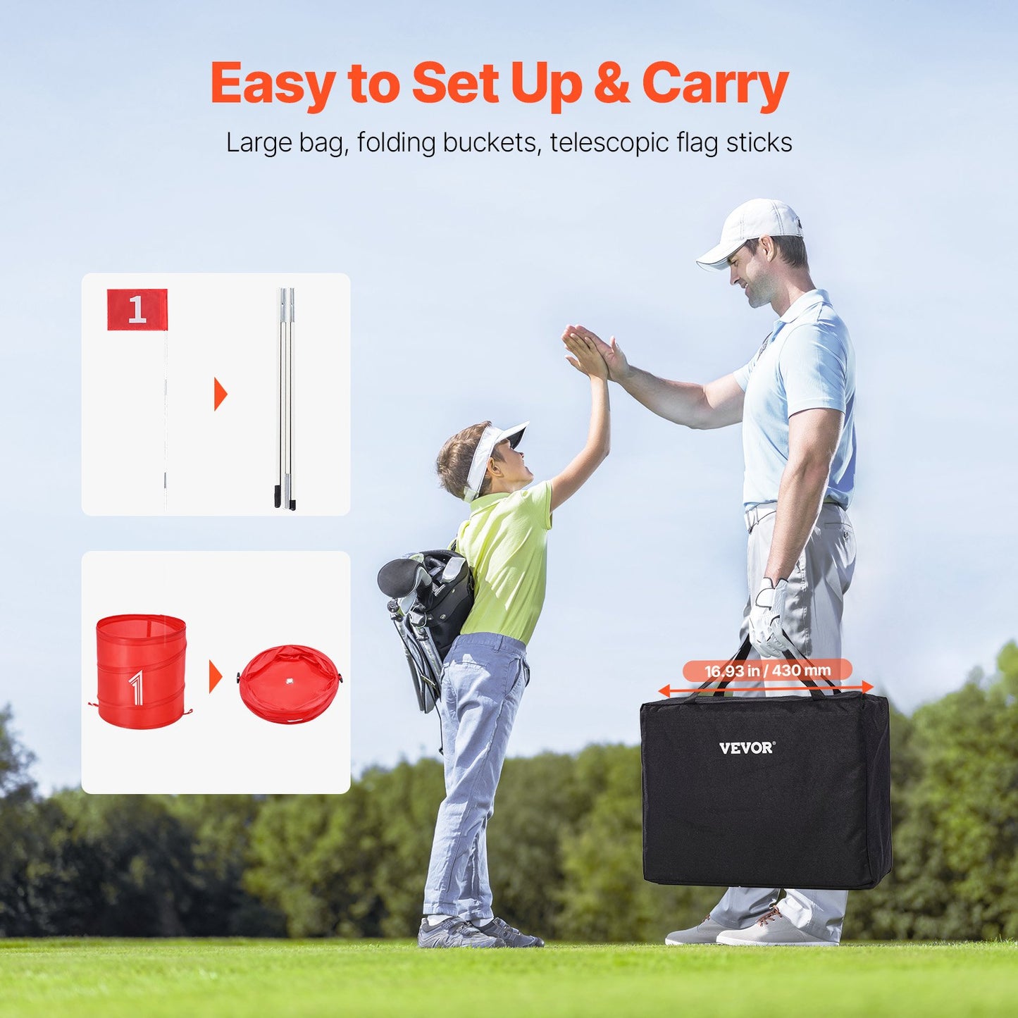 Golfspel för trädgården, golfbana med 6 hål, övningsspel för golf, chipping-spel för familjer, vuxna och barn, bärbart golfspel för utomhusbruk för gräsmatta, gård, camping, park, strand