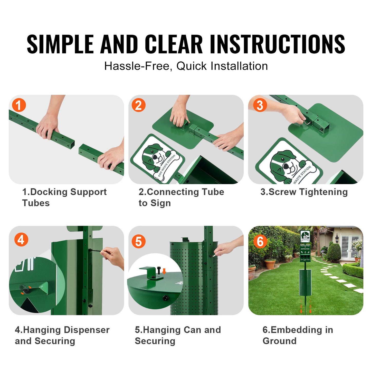 Hundavföringsstation, kommersiell hundbajsstation, 11,5 gallons avfallsbehållare för husdjur med 50 burkpåsar, påsdispenser och 600 avfallspåsar, utomhusavfallssystem för hundar för trädgården