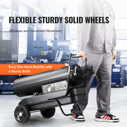 Fotogen-/dieselvärmare, 100 000 Btu torpedvärmare, bärbar med termostatkontroll, 38 liters tank effektiv fotogenvärmare för inomhus/utomhusbruk för hem, arbetsplats, industri, verkstäder, svart