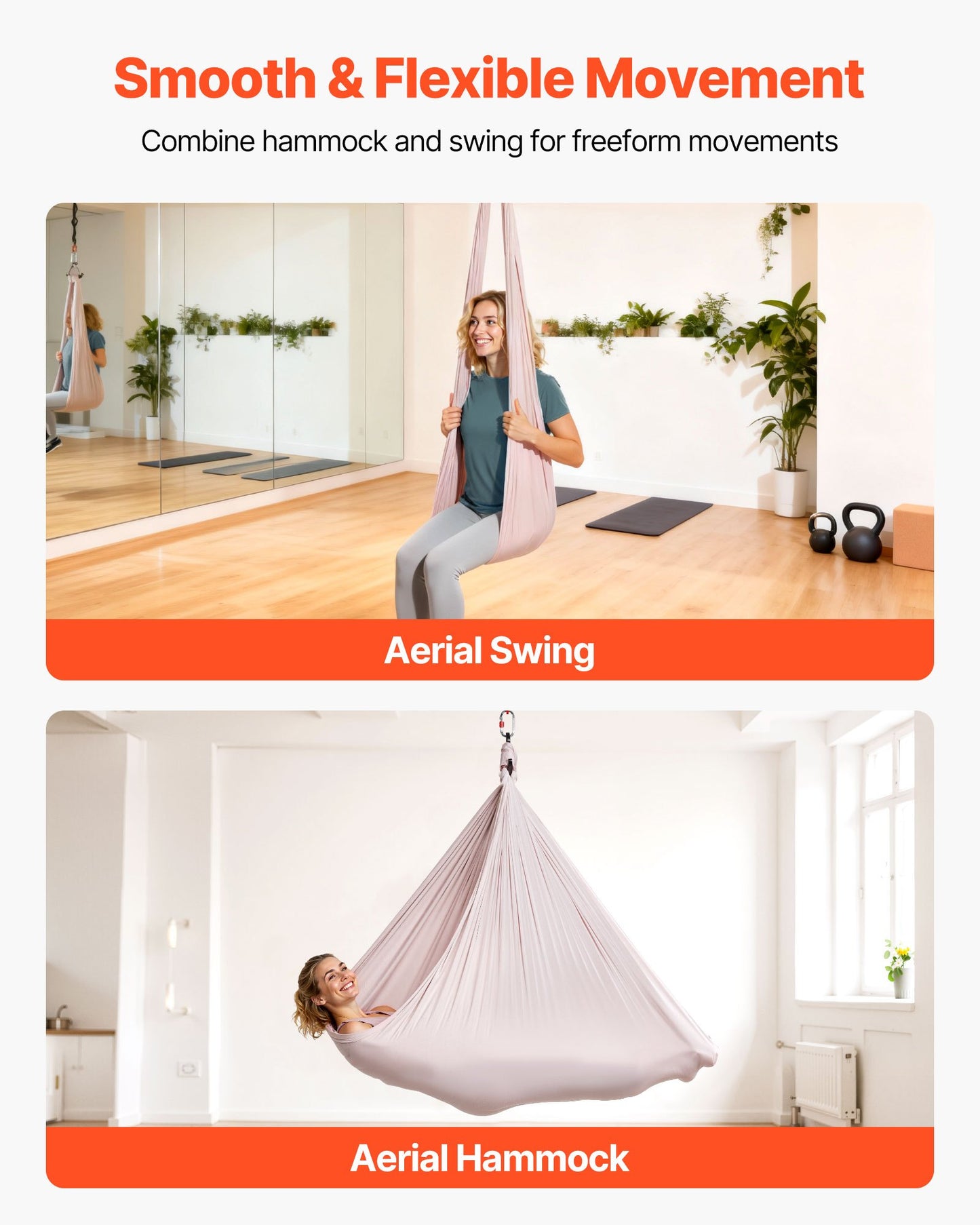 Aerial Yoga Hammock, 136.07 kg Load Aerial Silk, Yoga Swing with Nylon Fabric, PE Zipper Bag for Parent-Child Interaction, Strengthen Muscles & Improve Practice, Hammock and Swing Combo