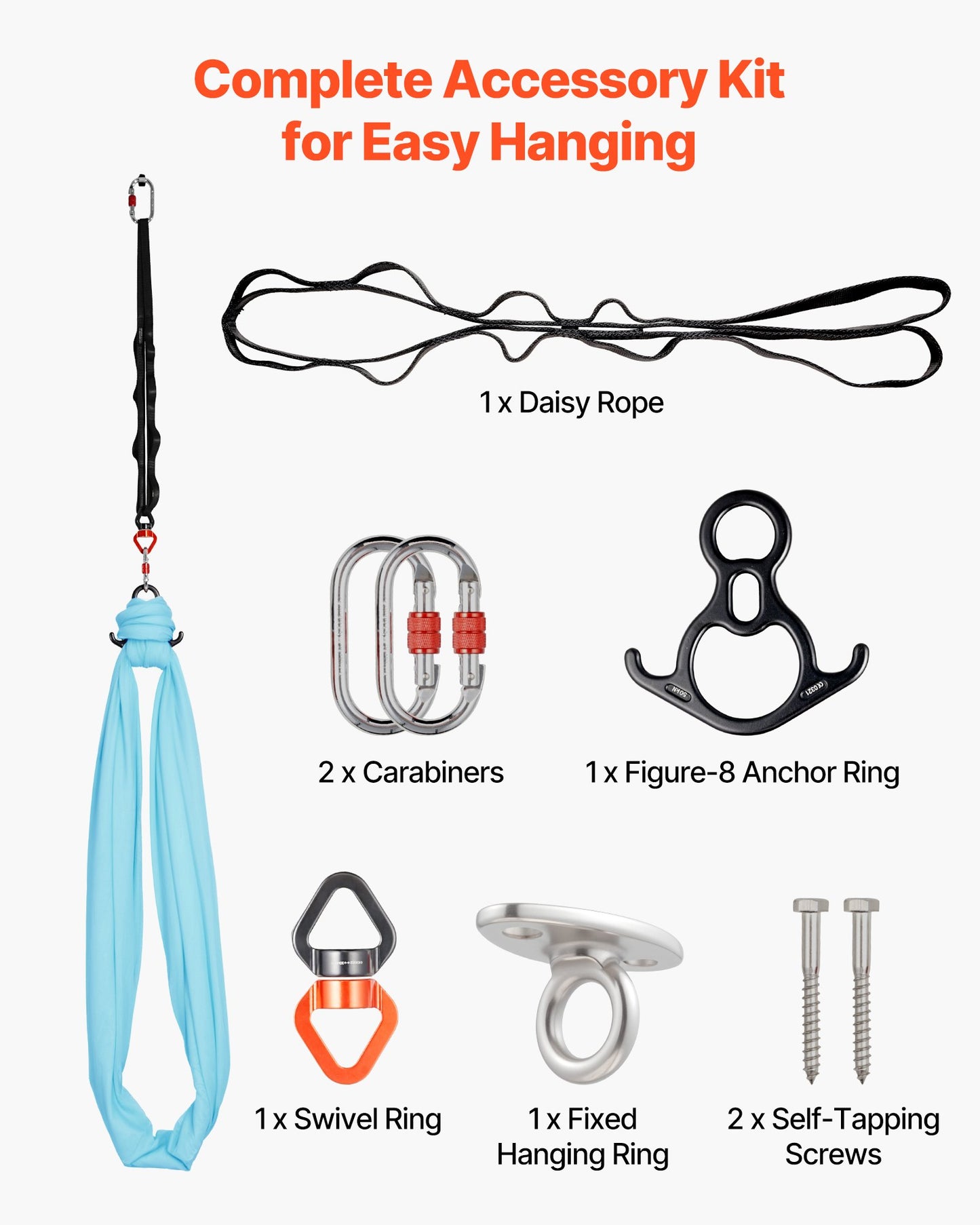 Aerial Yoga Hammock, Maximum 136.07 kg Load Aerial Silk, Yoga Swing with Nylon Fabric, Daisy Rope, PE Zipper Bag, Gymnastics Swings Suitable for Men and Women, Dual-Function Hammock & Swing