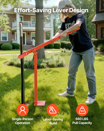 91,4 cm T-stolpsavdragare, kraftiga staketstolpsavdragare med avdragarplatta och 119 cm lyftkedja, arbetsbesparande T-stolpsborttagare för runda staketstolpar, skyltstolpar och trädstubbar