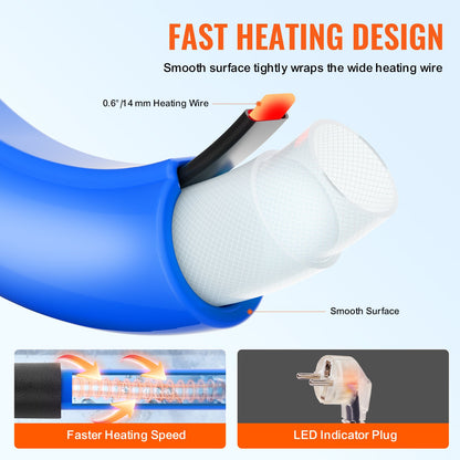 30ft Heated Water Hose for RV, Heated Drinking Water Hose Antifreeze to -45°F, Automatic Self-regulating, 5/8" I.D. with Quick-connect Fitting Set, Lead and BPA Free