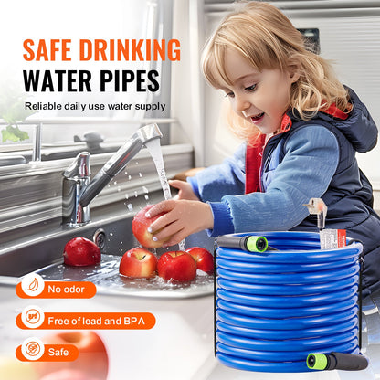75ft Heated Water Hose for RV, Heated Drinking Water Hose Antifreeze to -45°F, Automatic Self-regulating, 5/8" I.D. with Quick-connect Fitting Set, Lead and BPA Free